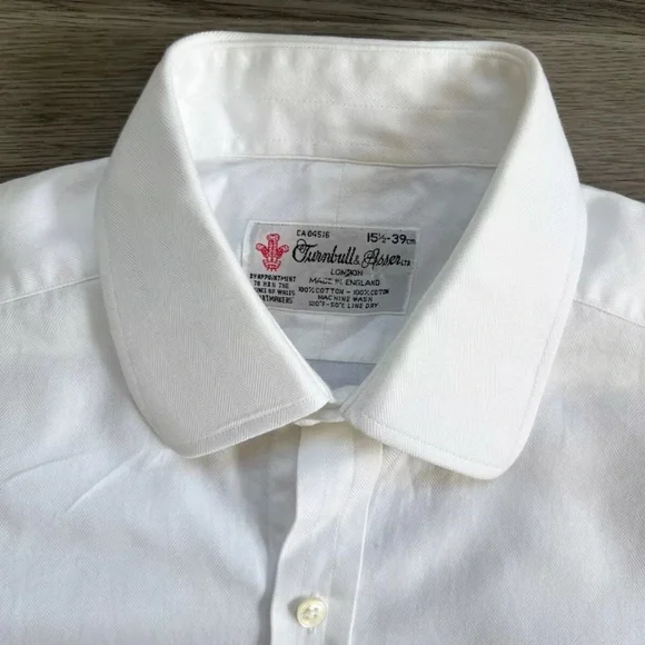 Turnbull & Asser Classic White French Cuff Dress Shirt 15.5 39 England Men
